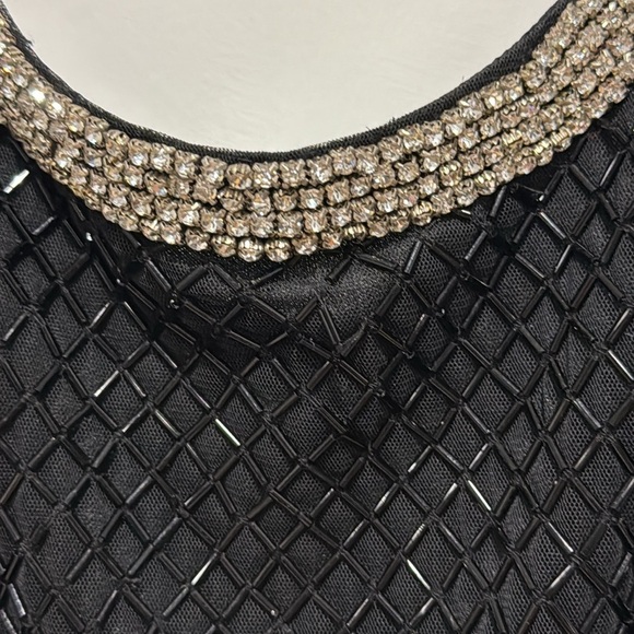 Mac Duggal Black Beaded Spaghetti Strap Rhinestone-Encrusted Column Gown - 6 - Picture 10 of 13